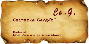 Csirszka Gergő névjegykártya